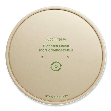 WORLD CENTRIC Paper Lids for Bowls. 5.9 in. Diameter, Natural, Paper, 300PK BOL-NT-24W